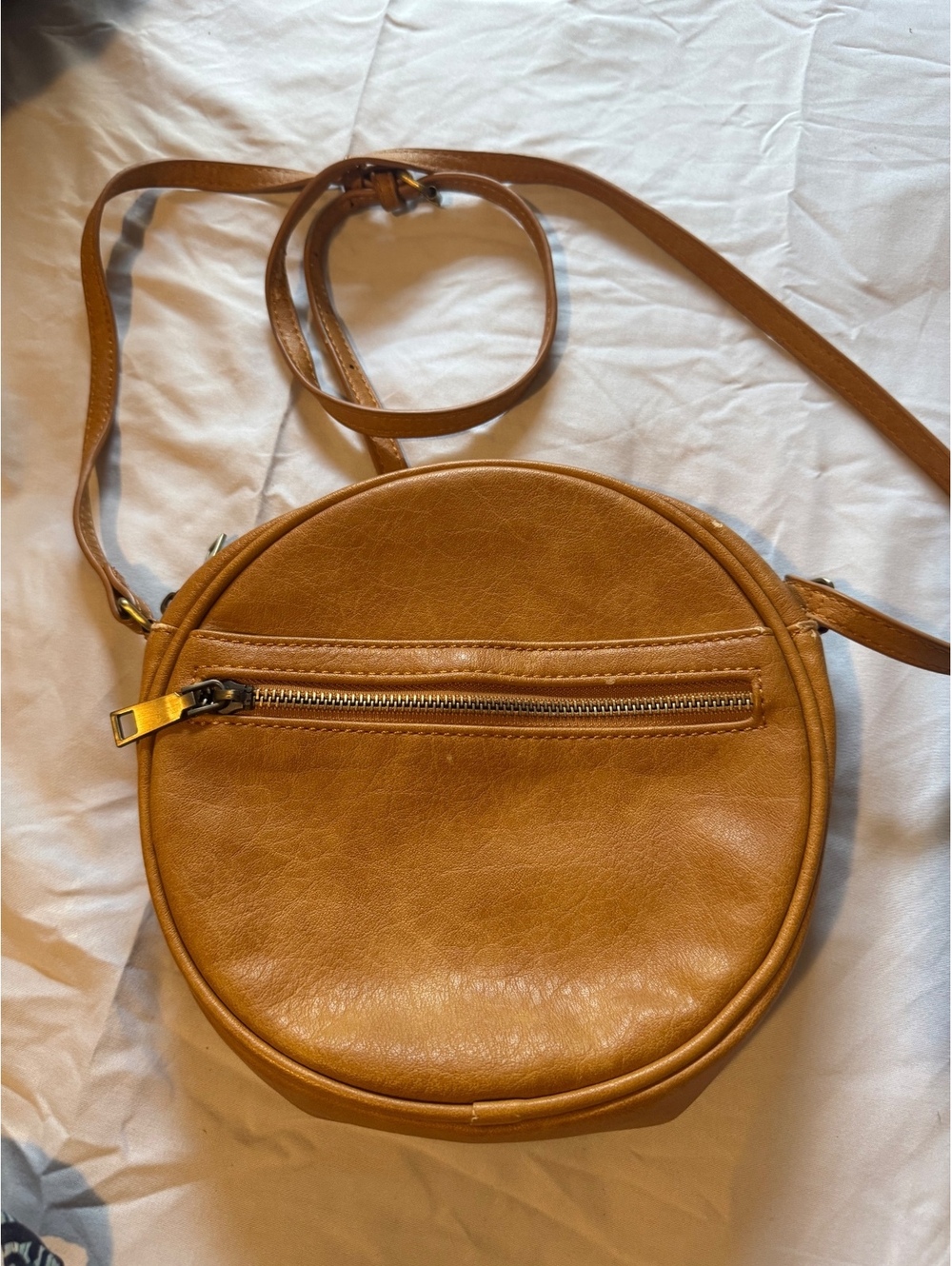 Antik Kraft Tan Faux Leather Circle Crossbody Bag